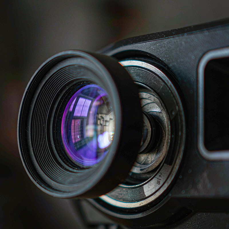 Close-up of the Valerion VisionMaster Max projector lens