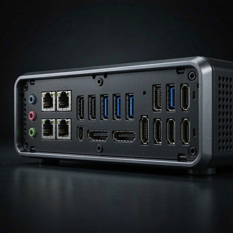 Detail view of the Glorlin Gaming Mini PC AMD Ryzen 7 8745HS CPU (Max 4.9GHz, 8C/16T) Radeon 780M Graphics