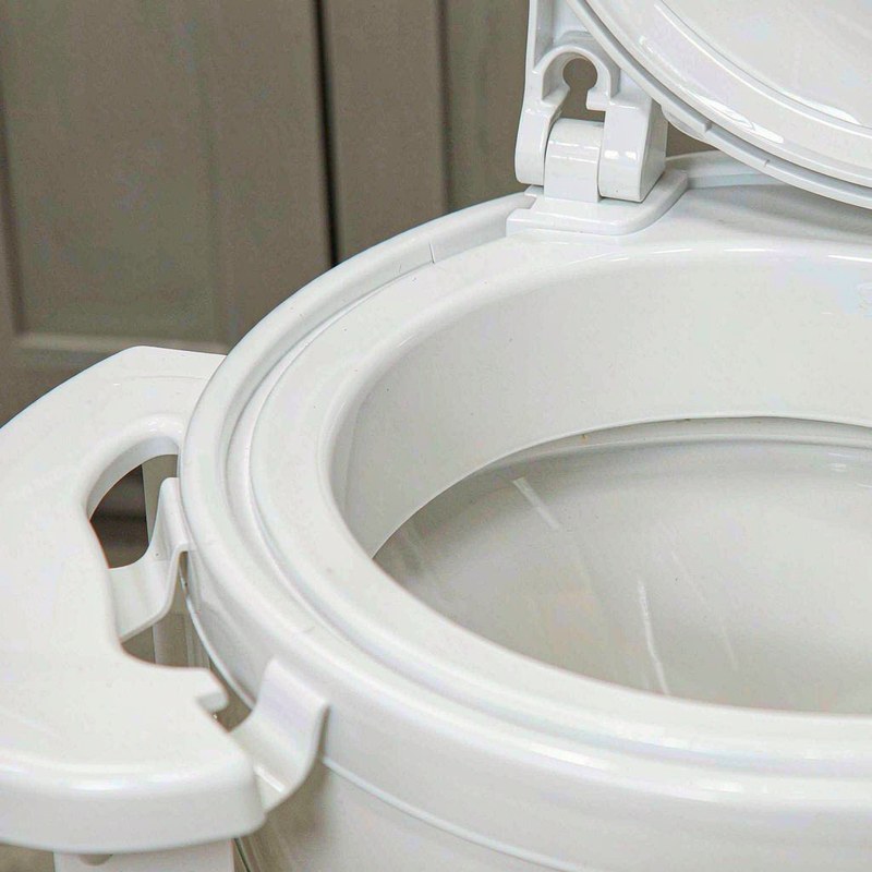 Detail view of the LE-310 Dry Flush Toilet for RV, Boat and Emergency Use, White