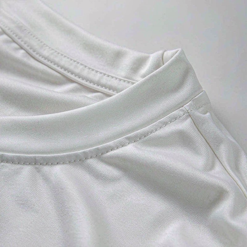 Detail view of the Joyclub Sublimation T Shirts White Polyester Wholesale Unisex S-2XL