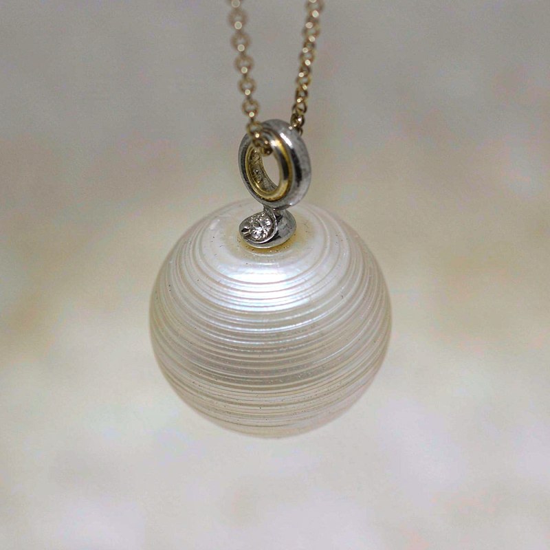 Detail view of the MomentWish Anniversary Birthday Gift for Her, Pearl Necklace for Women, Moissanite Necklace