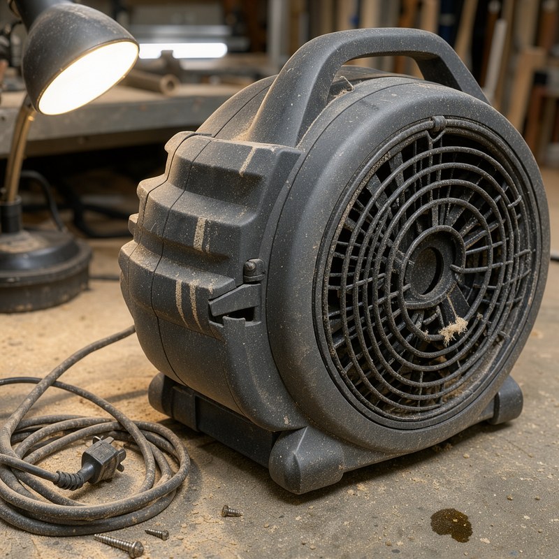 The three-position tilt housing and grill on the VEVOR air mover.